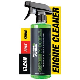 WASH&WHIPS Green Hell Engine Machine Cleaner & Degreaser - Car Engine Detailing Professional Strength Cuts Through Grime, Grease, Oil, Debris & Build-up, 16 fl oz