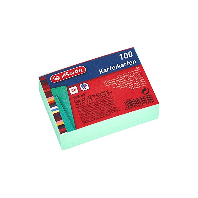 Herlitz Index Cards A4/A5/A6/A7/A8 Pack of 100