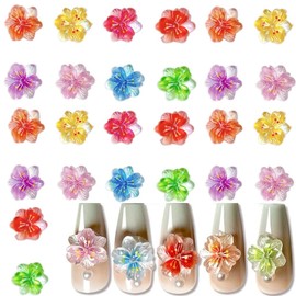 60PCS Flower Nail Charms Floral Nail Art Charms Colorful 3D Flower Resin Charms Summer Spring Charms for Nails Cute Nail Art Supplies for Women Girls Manicure DIY Decoration
