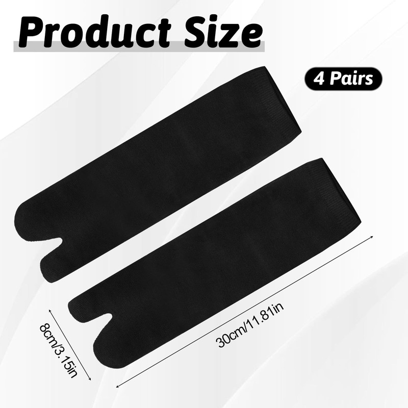 Qulkws 4 Pairs Unisex Split Toe Cotton Tabi Sock Split