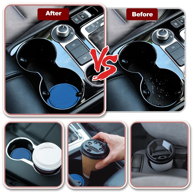 sourcing map Car Cup Coasters Universal PVC Car Cup Mats