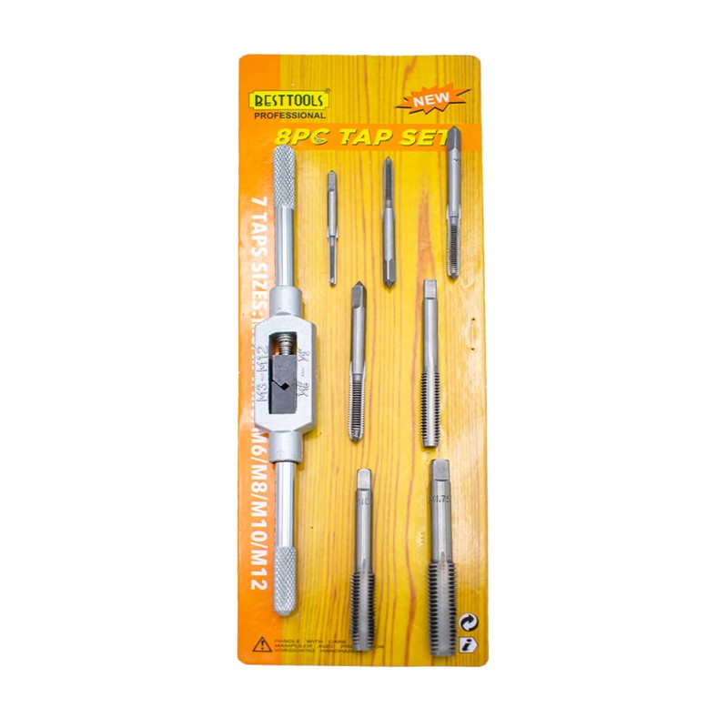Kit Broca Machuelos Milimetrico Maneral Ajustable Roscador M3-M12 con Llave