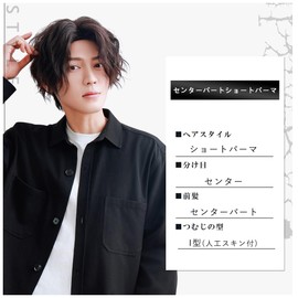 TefuRe MEN-007Nbk Men's Wig, Rough, Casual Style, Perm, Center Part Short Perm, Black, Natural Black