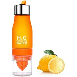 Mr. Gadget Solution® H2O Water Detox Bottle with Fruit Infuser 650 ml and Integrated Citrus Press - Orange