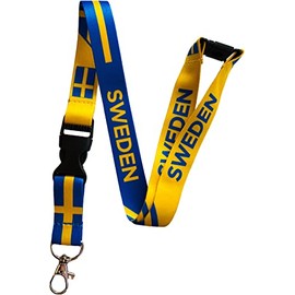 European Country Lanyard/Badge Holder with Safety Breakaway & Detachable Clip (1, Sweden)