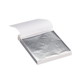 KONTONTY 100 Sheets 9x9cm Silver Foil Paper Imitation Leaf Sheet Foil for Manicure Clay Gilding Arts Makeup Crafting Decoration