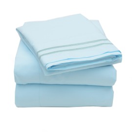 Sweet Home Collection 3 Piece 2000 12 Colors Collection Egyptian Quality Deep Pocket Bed Sheet Set, Twin, Light Blue