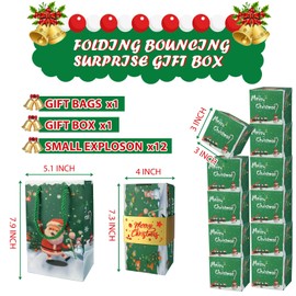 AMIITRY Surprise Gift Box Explosion, Surprise Box Gift Box for Money, Christmas Surprise Box, Folding Bouncing Money Gift Boxes for Christmas Anniversary, 12 Bounces (Green)