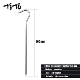TITO Titanium Shepherd's Hook Tent Stakes Tent pegs Nail pegs Dia 3.0mm and Length 165mm only 6.1G.(Pack of 6) (Silver)