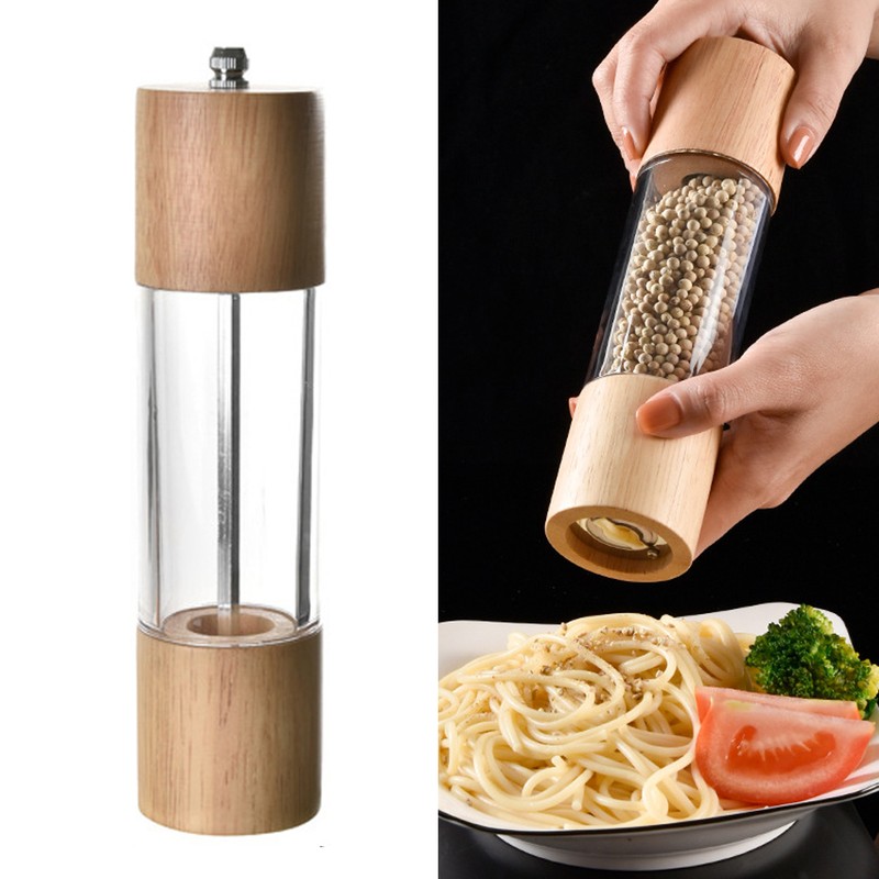 Manual Pepper Grinder Multifunctional Efficient Grinding Oak Patchwork Acrylic Pepper