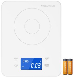 MEGAWISE High Precision Coffee Scale with Timer, Battery Power Supply, Waterproof Tempered Glass, 5 Weighing Modes, Professional Coffee Brewing Timer