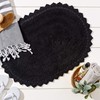 DII Crochet Collection Reversible Bath Mat, Small Oval, 17x24, Black