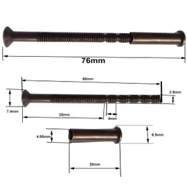 M4 Door Handle Screws BONZE with Bolt Connecting Sleeve Male to Female for Door Handle, Knobs Escutcheons and Others (Pack of 2)