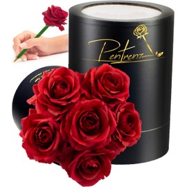 Pentrenz "Valeta Premium Red (Set of 6) Real Touch Rose Flower Ballpoint Pens