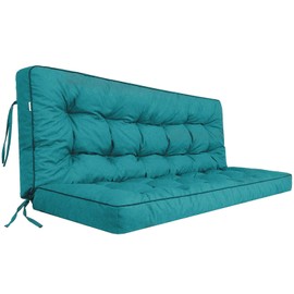 rlosqvee Outside Benches Cushion with Backrest, Thicken Waterproof Swing Cushions 2/3 Seater Replacement, Porch Swing Cushions Outdoor (Lake Blue, 55"x40")