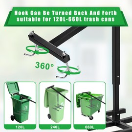 DROSOKING Manual Touchless Trash Compactor, Garbage Compactor, Heavy Duty Garbage Compressor, Rust Proof Trash Crusherfor with Adjustable Iron Handle and 2 Hooks, for 120-660L Wheelie Bins (1pcs)