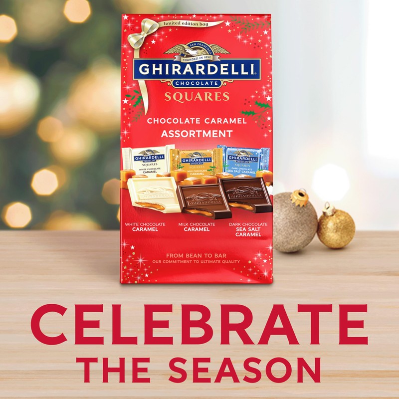GHIRARDELLI Chocolate Caramel SQUARES Assortment Valentines Day, 8.6 oz Bag