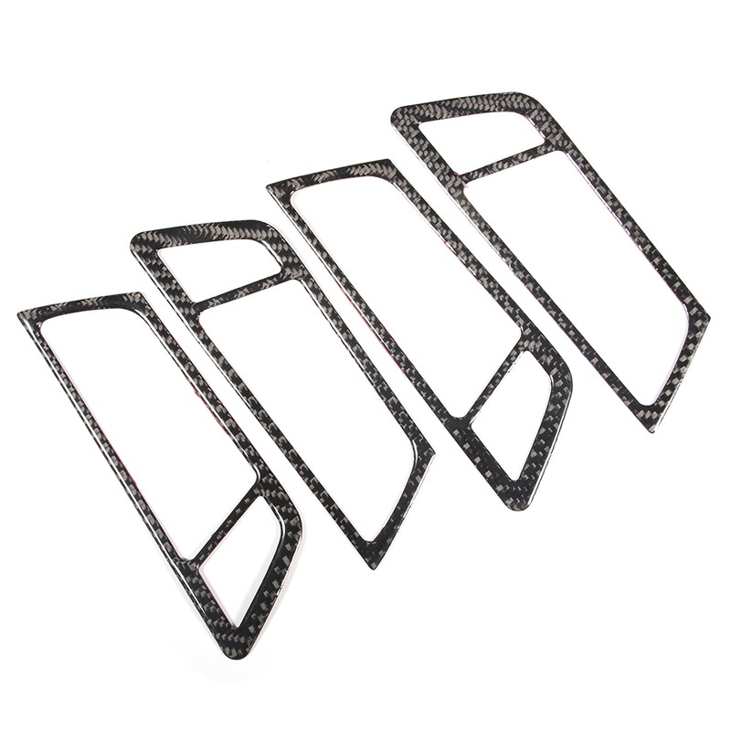4Pcs Carbon Fiber Car Interior Door Handle Frame Cover Trim