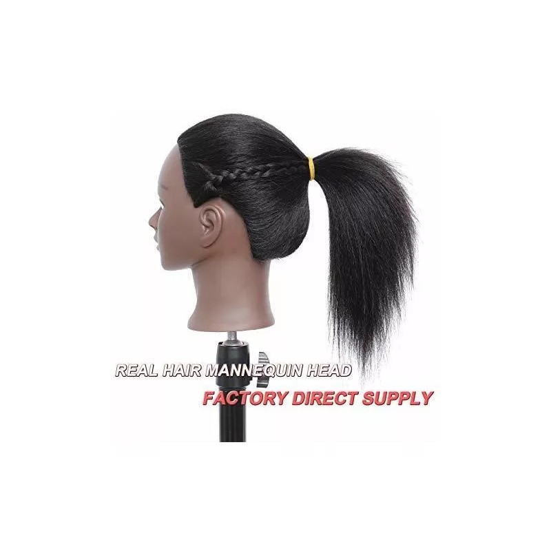 Maniqui Cabeza Cabello Natural Negro 40 Cm