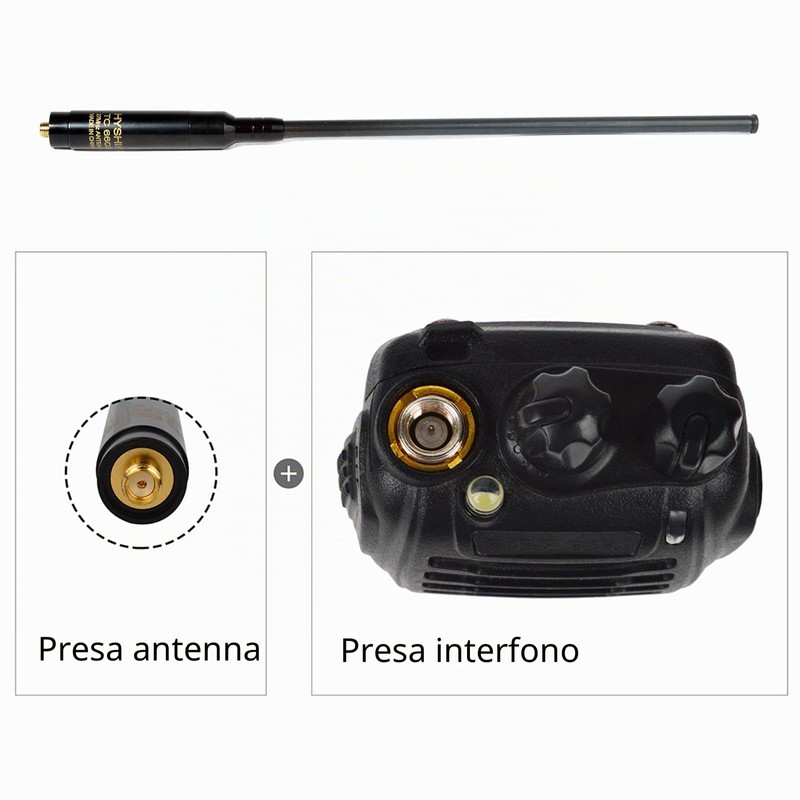 HYSHIKRA Antenna telescopica per radio 27 MHz, connettore SMA-F