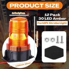 Datanly 12 Pack 30 LED Amber Forklift Strobe Light Warning Emergency Flashing Lights for 10-110v Mower, ATV, Trucks, Tractor, Golf Carts, UTV, Cars, Bus