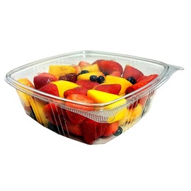 Koda Cup 48 oz. (3/4 Gallon-Size) RPET Clear Plastic Hinged Lid Deli Meal Prep Fruit Salad Display Food Storage Containers 100% BPA Free (Pack of 12)