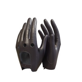 MGGM Collection Women's Leather Car Gloves, Leather Gloves, Unlined, Brown (Thouchscreen)