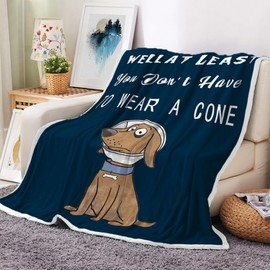 DYNH Get Well Gifts for Women/Men Blanket, Get Well Gifts for Women Men After Surgery Blanket, Surgery Recovery Gifts for Men, at Least You Dont Have to Wear A Cone Blanket,Blue,50X60