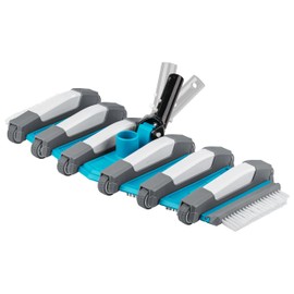 U.S. Pool Supply 23" Manual Pool Vacuum Head for Inground Pools, Extra-Wide, Side Brushes, Flexible, Weighted - Swivel Direction-Control Metal Pole Handle - 7lbs 6 Weights, 12 Wheels, Attach 1.5" Hose