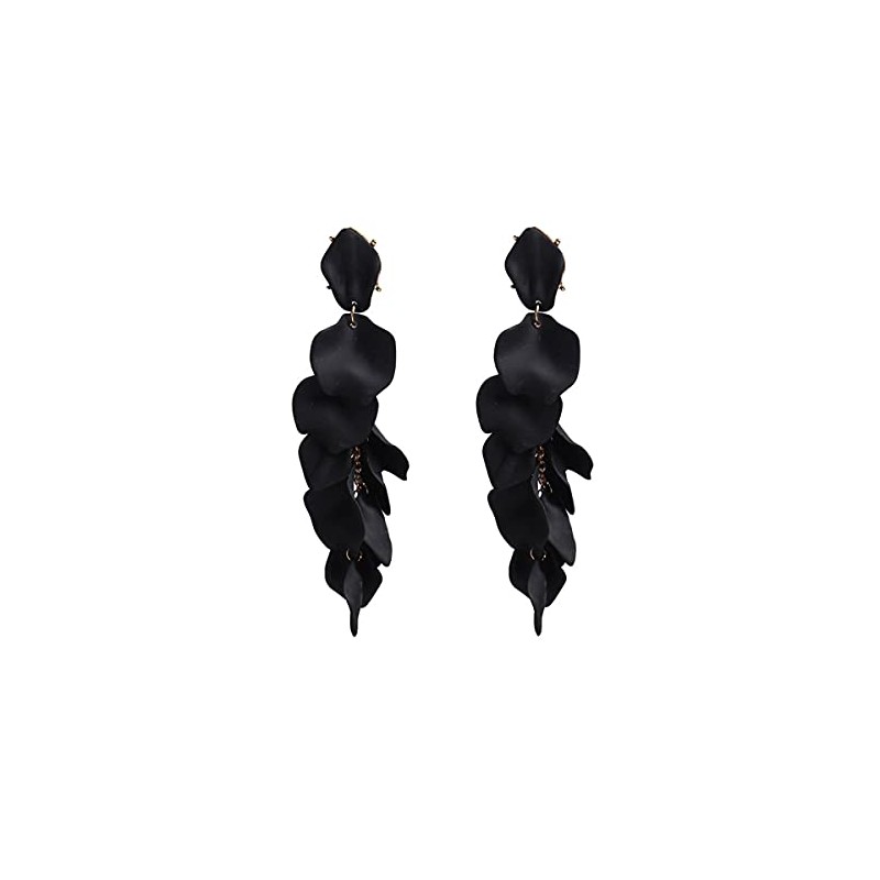 Long Hanging Tassel Rose Flower Petal Earrings Resin Statement Hanging