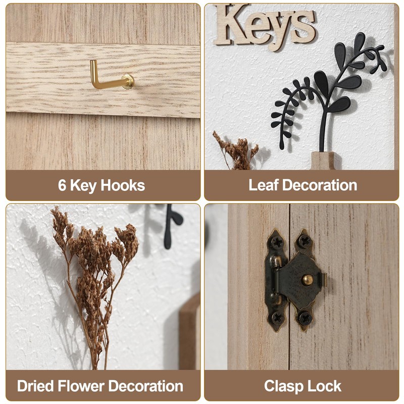 AHUONEL Key Holder Wall Mount Key Holder for Wall, Rustic