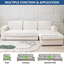 Eismodra Sectional Couch Covers,L Shape Sofa Slipcover Furniture Protector for Dogs Cats Pet Chaise Lounge 3 Cushion Couch Loveseat,White 36 x 63 inches (Only 1 Piece)