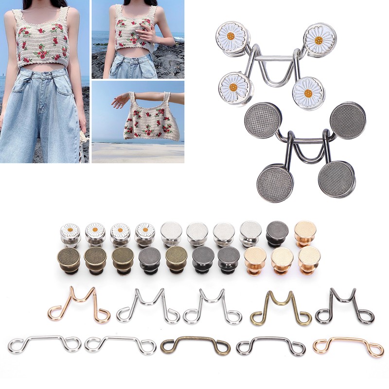 Adjustable Waist Buckle Extender Set Jean Waist Extender Button Replacement