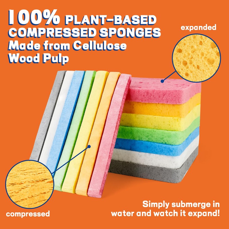 7 Pack Biodegradable Cellulose Pop Up Sponges | Compostable Kitchen