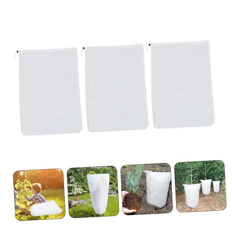 Totority 3pcs Plant Frost Protection Cover with Drawstring Non Woven