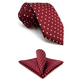 Shlax&Wing Red Dots Maroon Wedding Necktie Men's Tie Fashion Skinny 2.35"