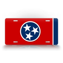 Tennessee State Flag Plain Metal License Plate TN Tri Star State Flag Auto Tag