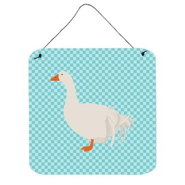 Caroline's Treasures BB8076DS66 Sebastopol Goose Blue Check Wall or Door Hanging Prints Aluminum Metal Sign Kitchen Wall Bar Bathroom Plaque Home Decor, 6x6, Multicolor