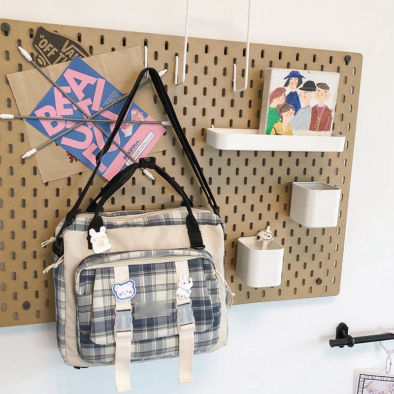 Cute Backpack with Accessories Check Dual Purpose Backpack Shoulder Bag