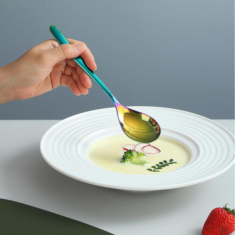 Kyraton Rainbow Soup Spoons, Pack of 12, 20.3 cm Stainless