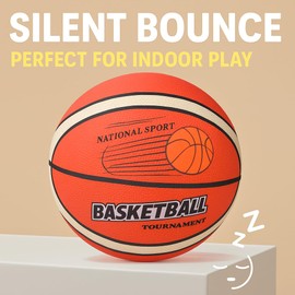 MOUOGO Silent Indoor Basketball – No Noise PU Foam Ball for Home Training, No Air Needed, Suitable for Apartment Fitness Use – Size 3/5/7 (Size 3)