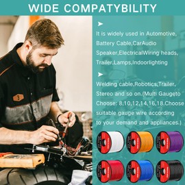 Gisafai 10 Pcs 12 Gauge Wire 100 ft Per Roll (1000 ft Total) Automotive Primary Wire Spools Copper Clad Aluminum Primary for 12v Automotive Harness Car Audio Video Wiring