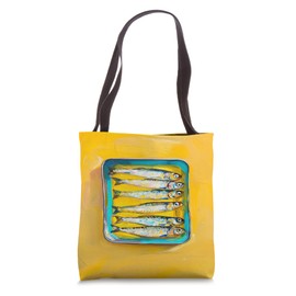 Sardines Art Kitchen Sardines Tin Fish Art Yellow Theme Tote Bag