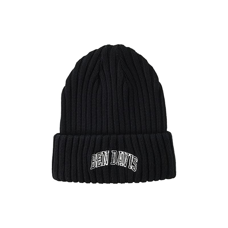 Ben Davis BDW-9500CL_BKWH College Embroidered Knit Hat, Black