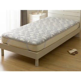 NITORI N Cool Double-Sided Bedding Pad, Bear, Gray (Single Size) with Elastic Band