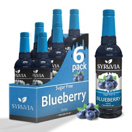 Sugar-Free Blueberry Syrup by Syruvia 6-Pack, 25.4 fl oz, Wholesale Coffee Syrup Shops, Cafes, Baristas, Bistros, & Beverage Bars, Bulk Kosher & Gluten-Free