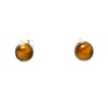 TIGER'S EYE Round Sterling Silver 925 Gemstone Stud Earrings -