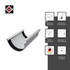 INEFA Gutter Connector Semicircular, PVC NW 150 Grey Gutter Connector,