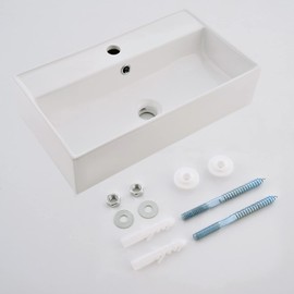 SHACO Contemporary 21" X 12" Porcelain Ceramic Wall Mounted Bathroom Vessel Sink, Commercial Rectangular One Hole Bowl Laundry Half Bath Small Bathroom Sink