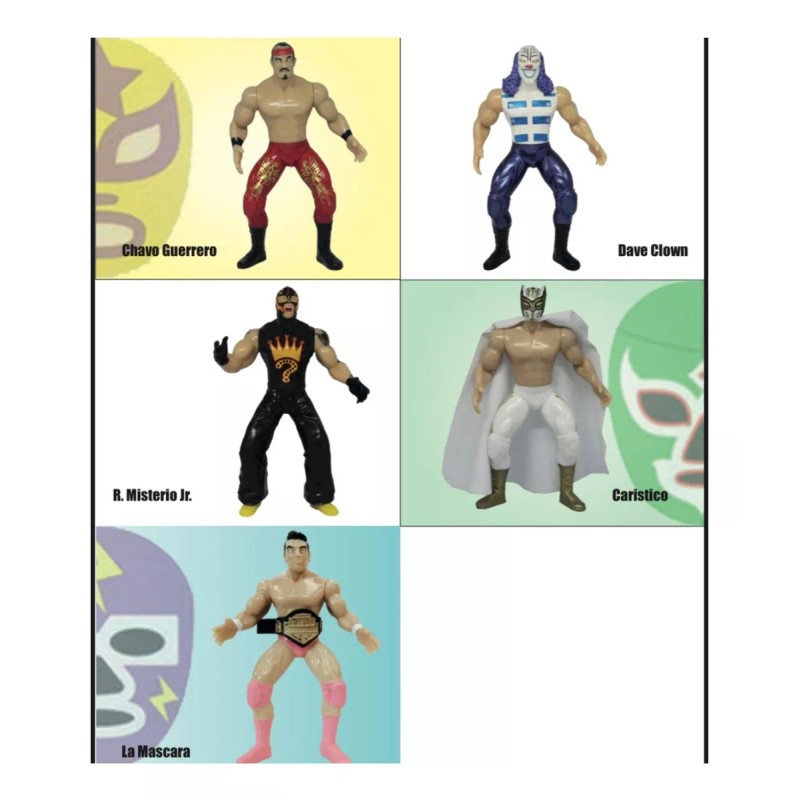 Didier Market Pack 5 Muñecos Luchadores Coleccionables Lucha Libre